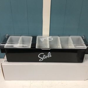 STOLI plastic 6 compartment garnish tray bar fruit‎ caddy condiment New in box